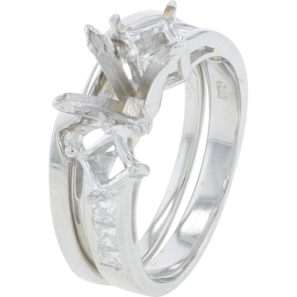 14K White Gold 0.33 Carat Diamond Bridal Set Semi - Mount