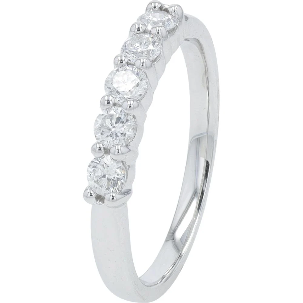 14K White Gold 0.50 Carat Diamond Prong Set Band Ring