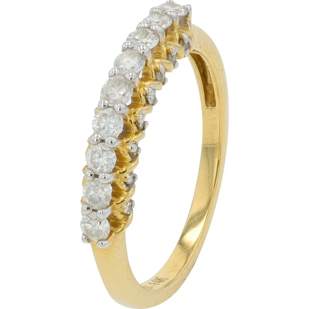 14K White Gold 0.50 Carat Round Diamond Stackable Band - Prong Set