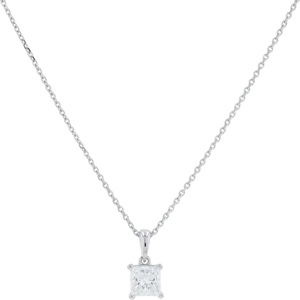 14K White Gold 0.53 Carat Total Weight Lab Grown Diamond Pendant - Sparkling Radiance
