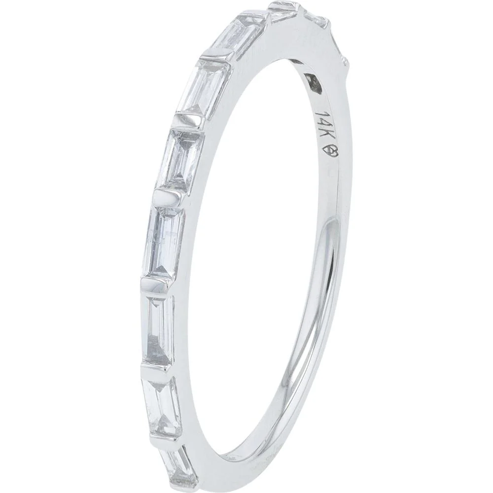 14K White Gold 0.75 Carat Pear Cut Lab Grown Diamond Bridal Set with Baguette Accents - 1.33 Carat Total Diamond Weight - Image 3