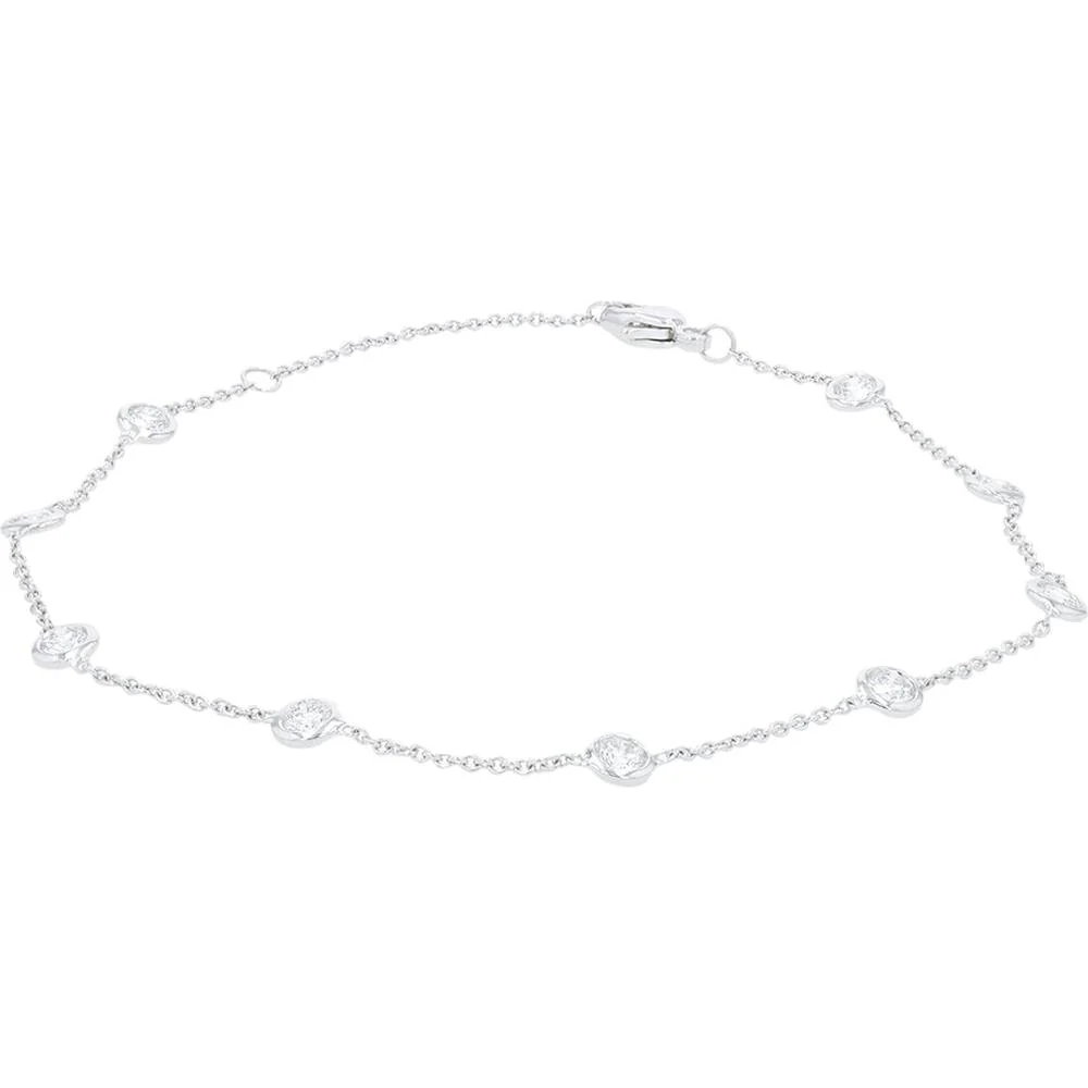 14K White Gold 0.75 Carat Total Diamond By the Yard Bracelet - Round Brilliant Diamonds
