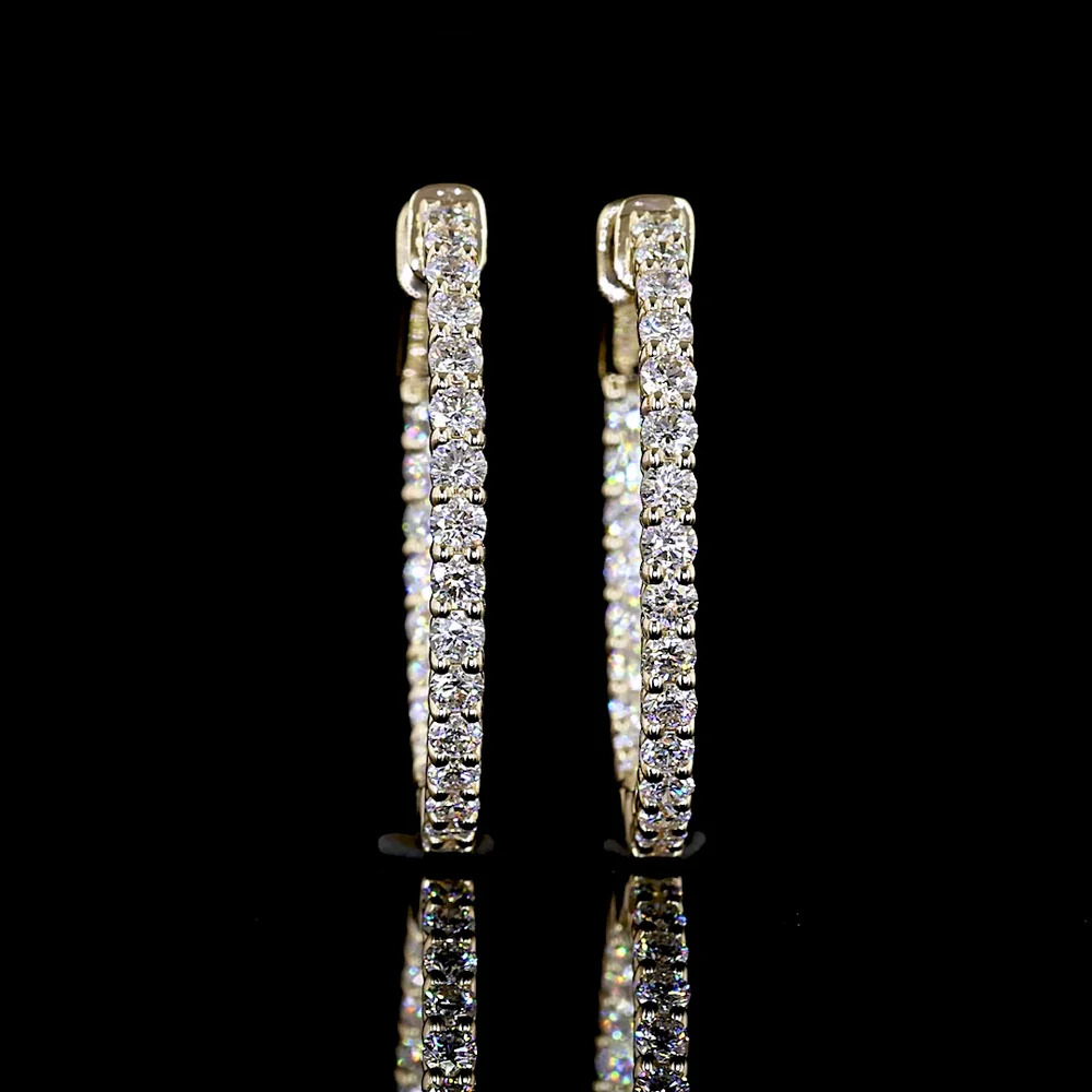 14K White Gold 0.96 Carats Total Weight Huggie Earrings with Round Brilliant Lab Diamonds and Prong Setting (E-F Color, VS1 Clarity) - Covaloro Fine Jewelry - Image 2