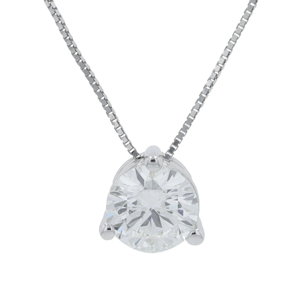 14K White Gold 1.00 Carat Lab Grown Round Diamond Solitaire Pendant