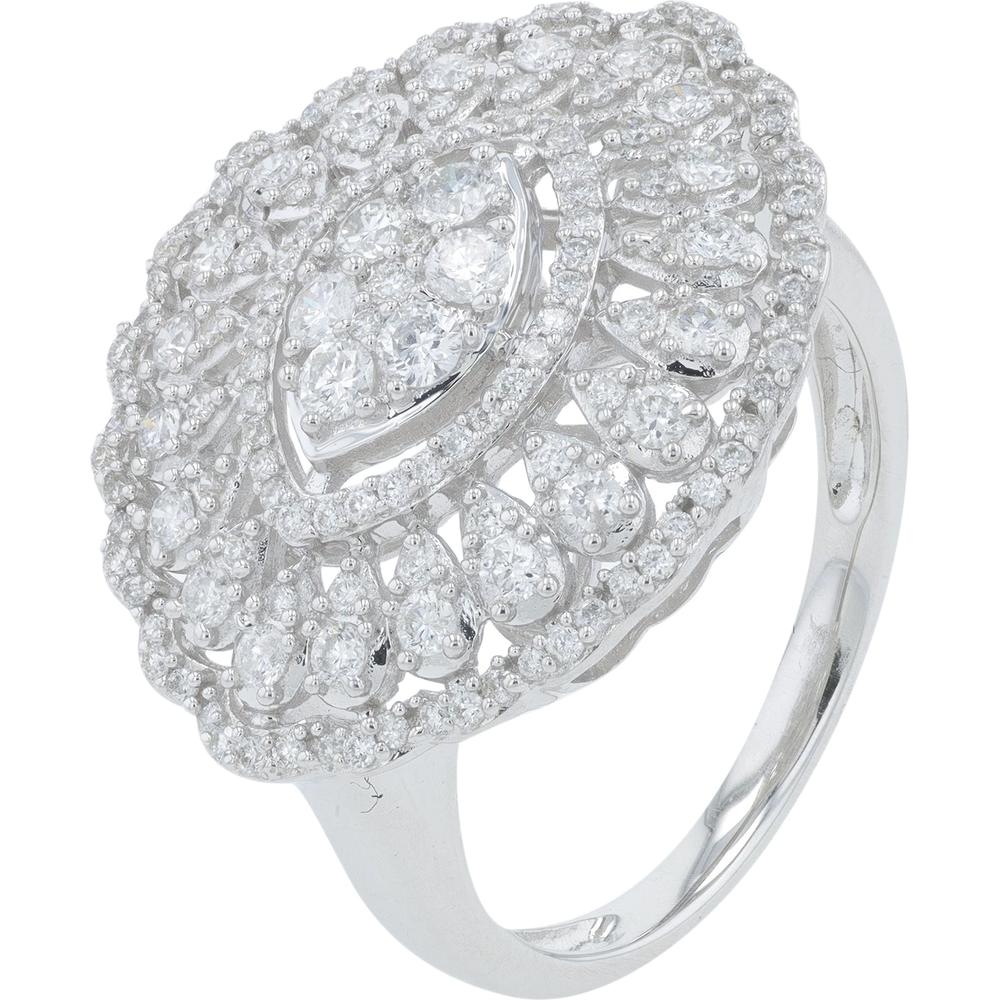 14K White Gold 1.00 Carat Total Weight Pear - Shaped Diamond Halo Ring