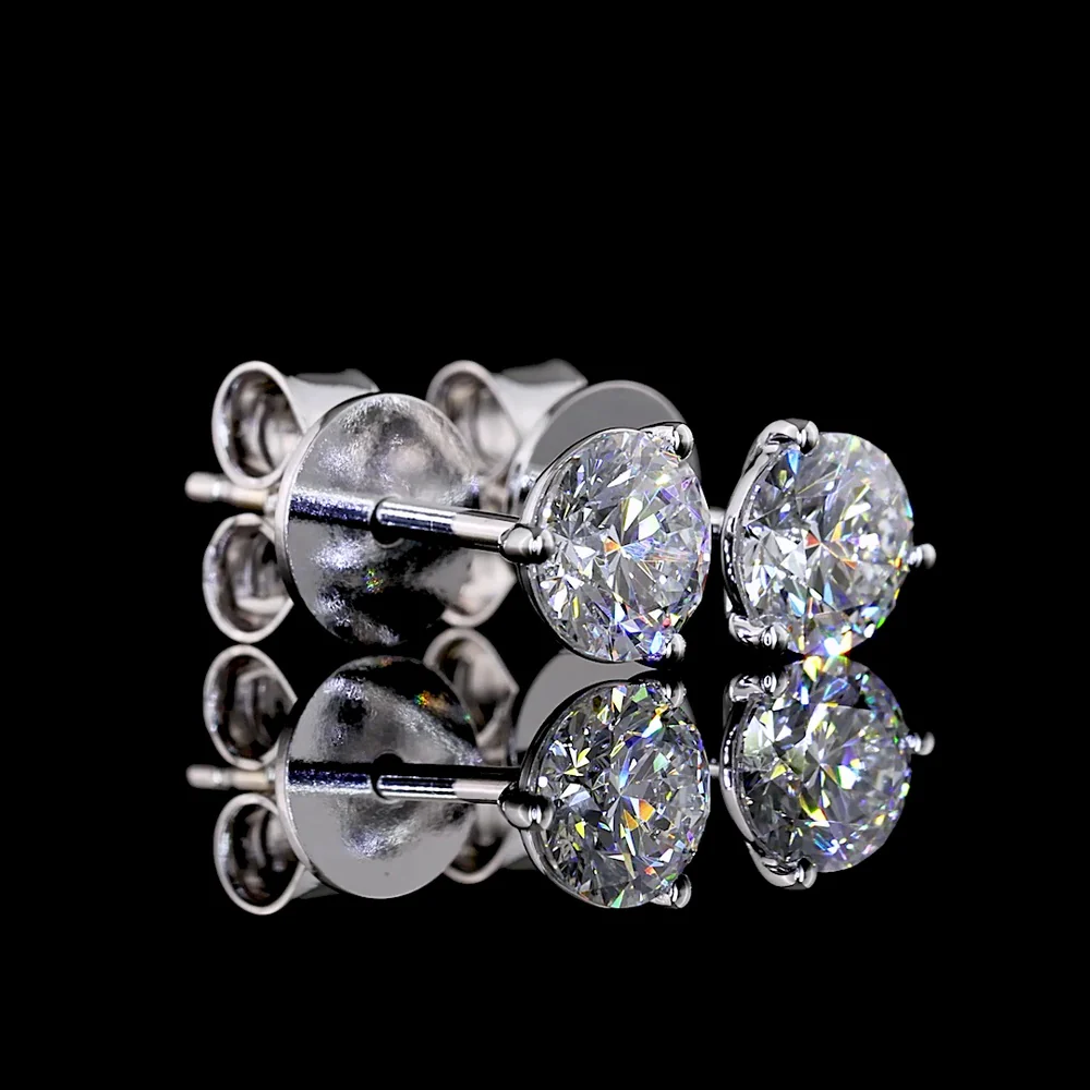 14K White Gold 1.01 Carat Total Weight Round Brilliant Cut Lab Diamond Stud Earrings with E-F VS2 Quality - Covaloro Fine Jewelry