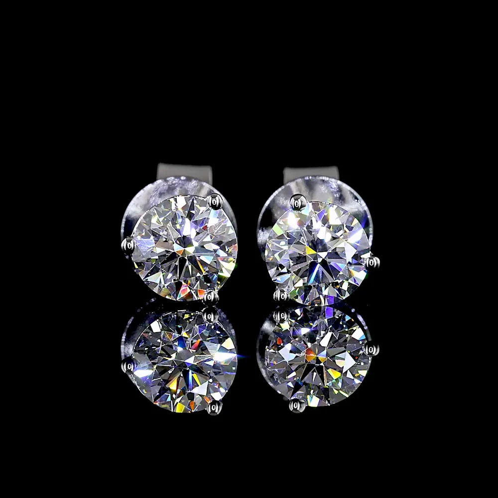 14K White Gold 1.01 Carat Total Weight Round Brilliant Cut Lab Diamond Stud Earrings with E-F VS2 Quality - Covaloro Fine Jewelry - Image 2