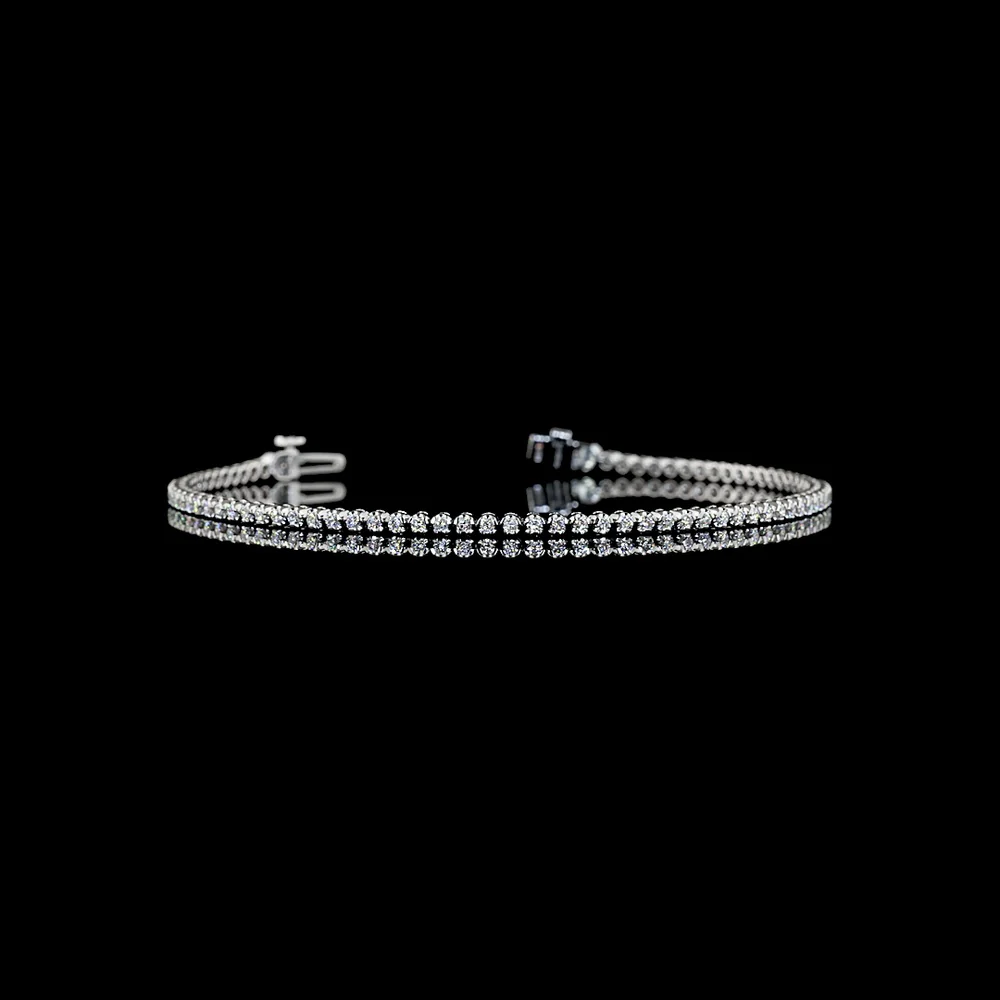 14K White Gold 1.15 Carat Tennis Bracelet with Bezel and Prong Set Round Lab Diamonds - 84 Stones, E-F Color VS Clarity - Covaloro Fine Jewelry