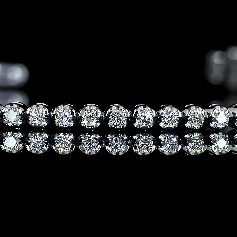 14K White Gold 1.15 Carat Tennis Bracelet with Bezel and Prong Set Round Lab Diamonds - 84 Stones, E-F Color VS Clarity - Covaloro Fine Jewelry - Image 2