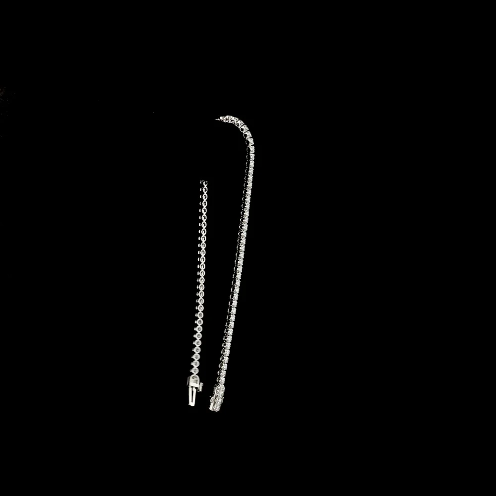 14K White Gold 1.15 Carat Tennis Bracelet with Bezel and Prong Set Round Lab Diamonds - 84 Stones, E-F Color VS Clarity - Covaloro Fine Jewelry - Image 3