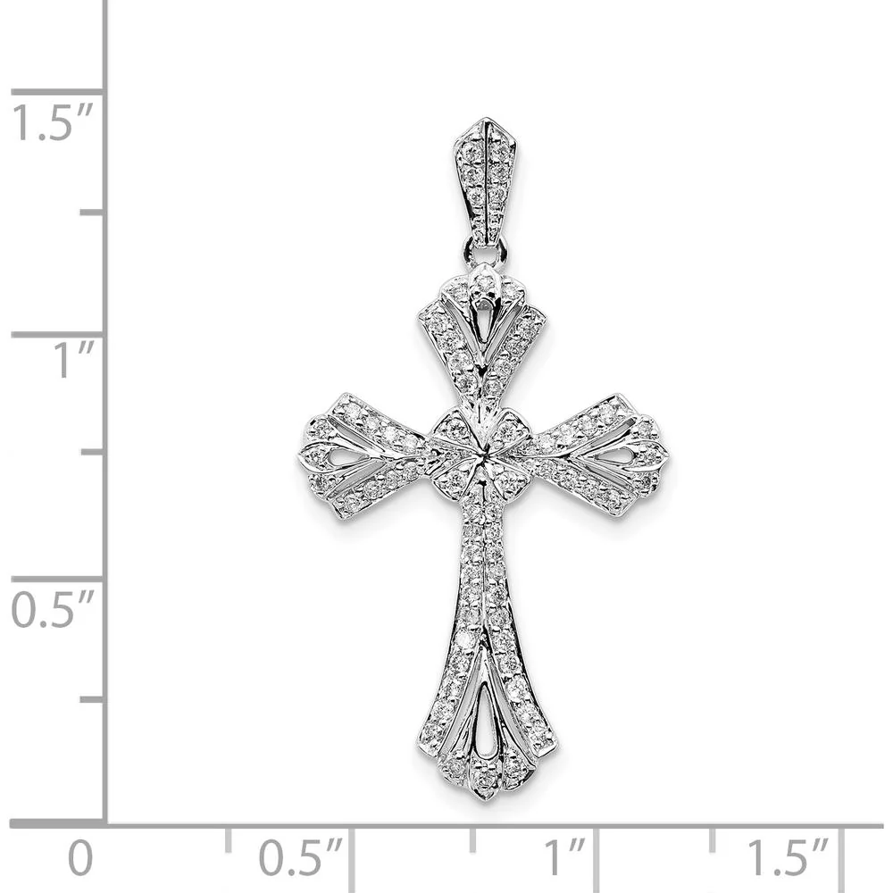 14K White Gold 1/3 Carat Diamond Fancy Cross Pendant by Monteluci Fine Jewelry - Image 3