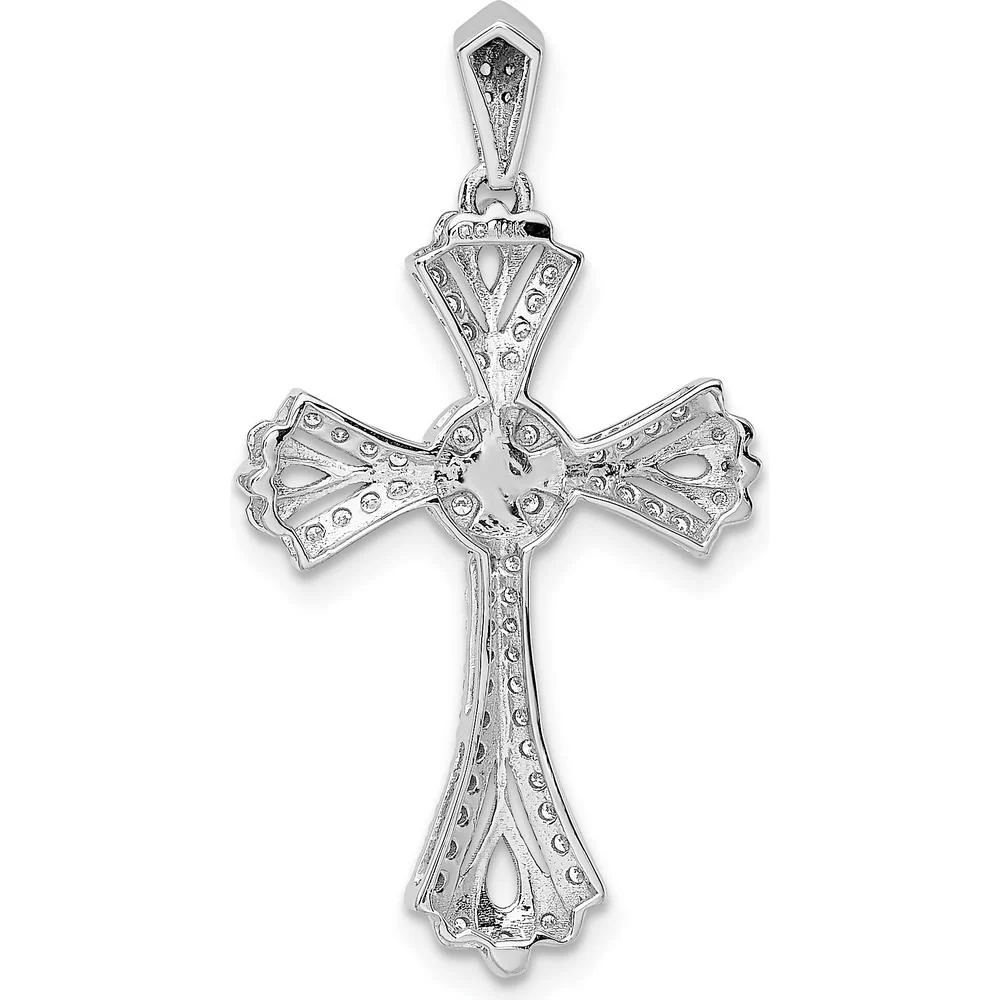 14K White Gold 1/3 Carat Diamond Fancy Cross Pendant by Monteluci Fine Jewelry - Image 4