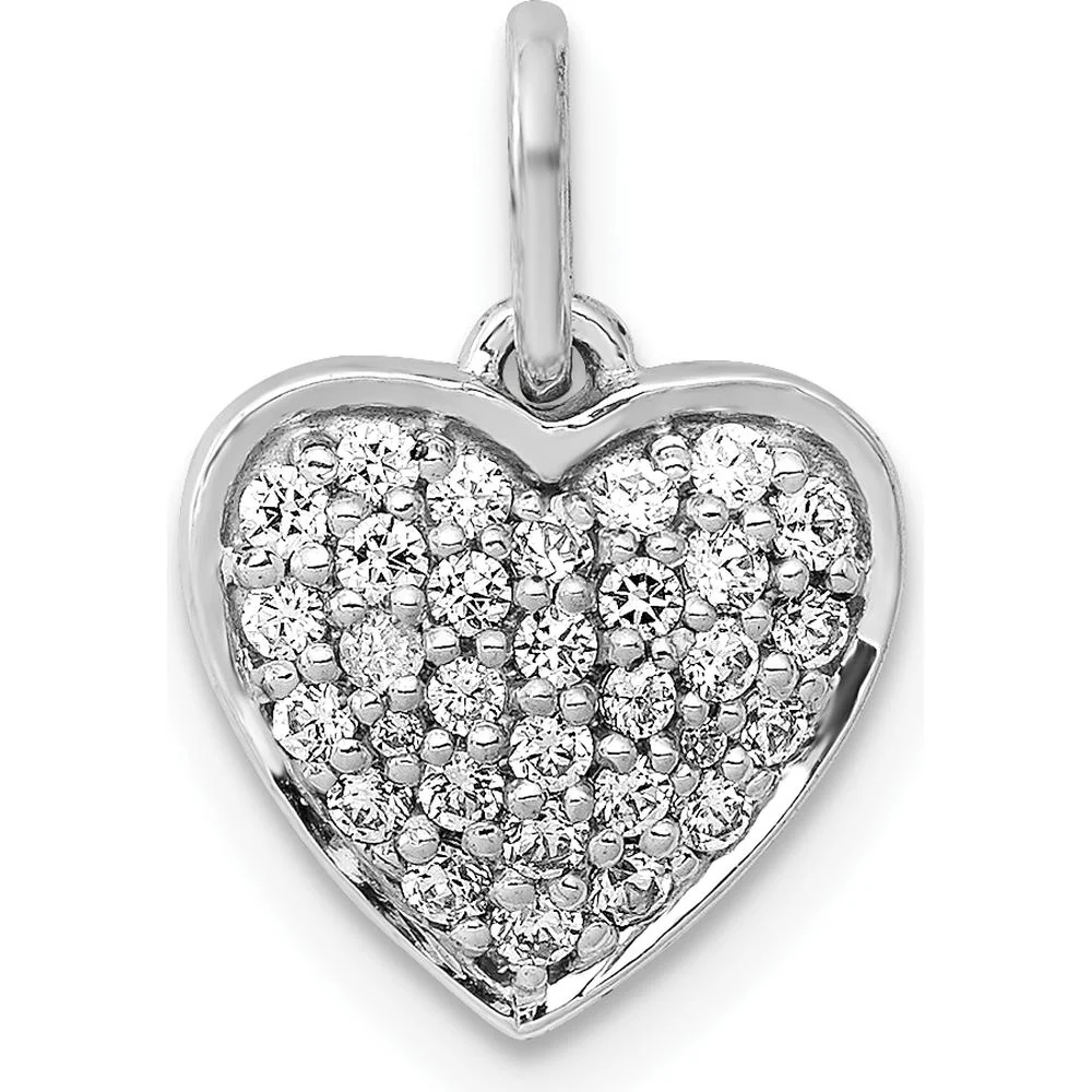 14K White Gold 1/4 Carat Pave Diamond Heart Pendant - 0.25 Carat Total Diamond Weight by Monteluci Fine Jewelry