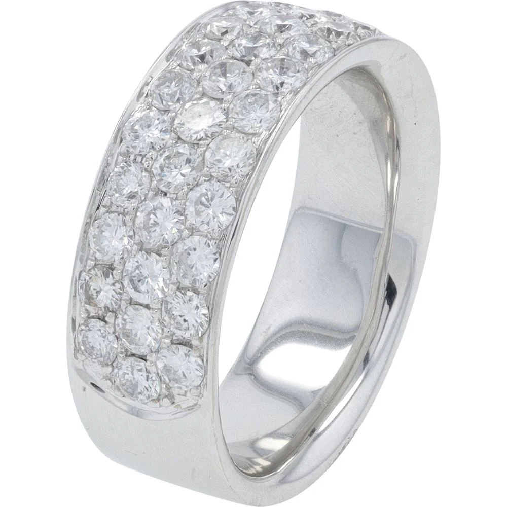 14K White Gold 1.40 Carat Pavé Round Diamond Band - 1.40 Carat Total Diamond Weight