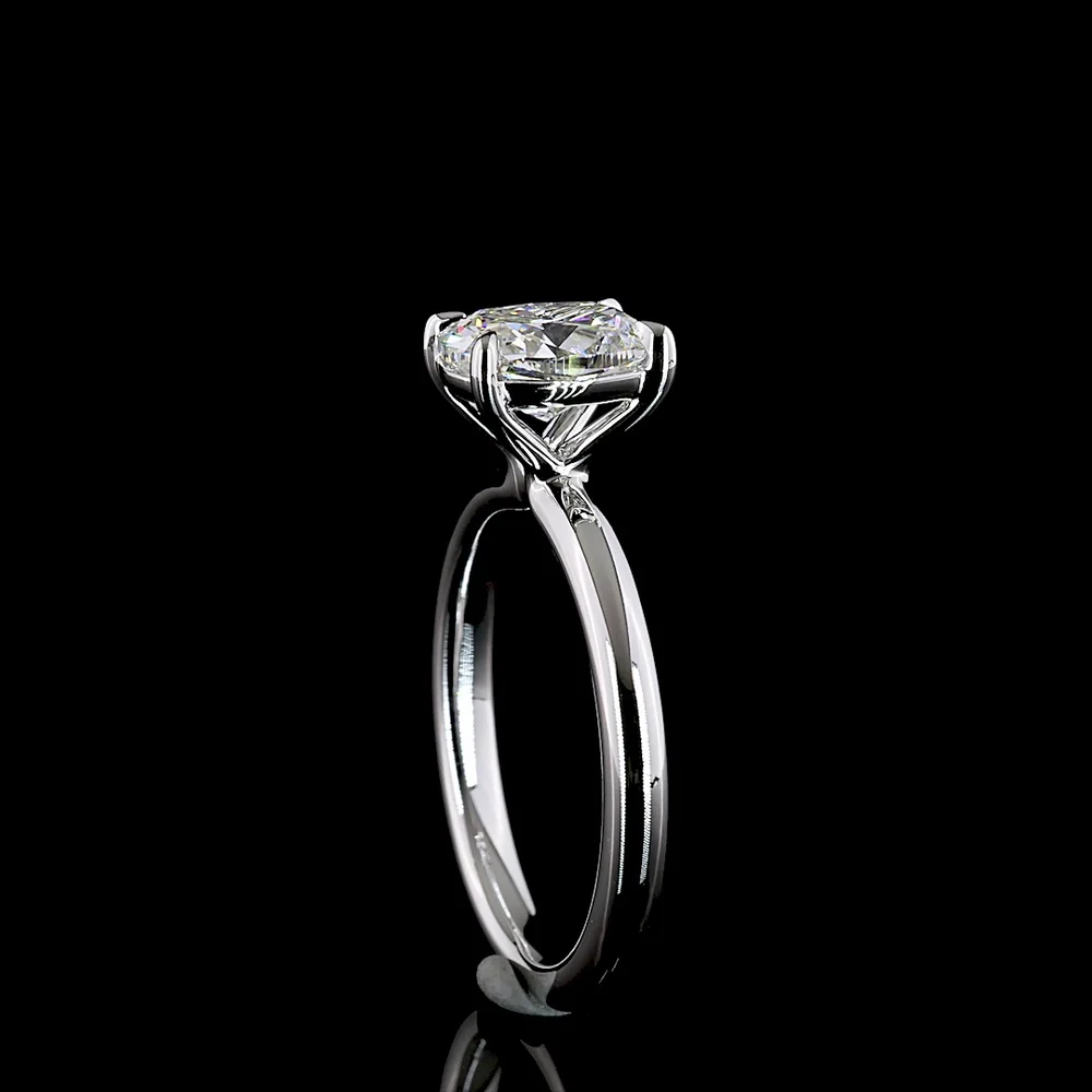 14K White Gold 1.5 Carat Cushion Modified Cut Solitaire Ring with D VS2 Lab Diamond - IGI Certified - Covaloro Fine Jewelry - Image 3