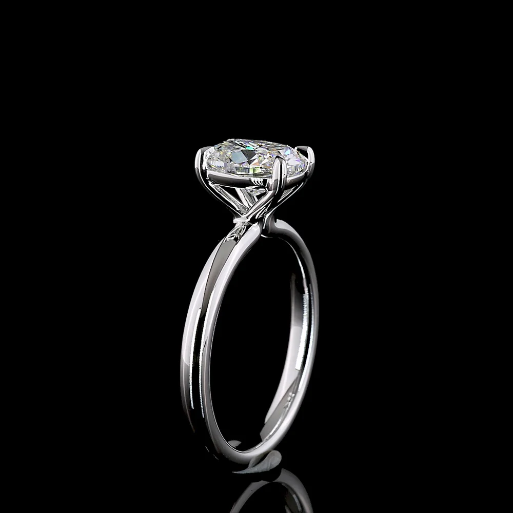 14K White Gold 1.5 Carat Cushion Modified Cut Solitaire Ring with D VS2 Lab Diamond - IGI Certified - Covaloro Fine Jewelry - Image 4
