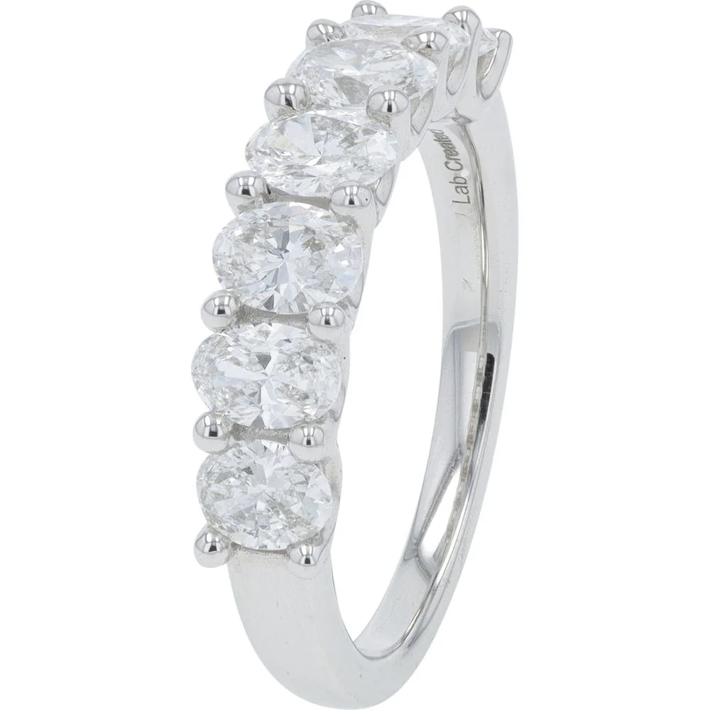 14K White Gold 1.50 Carat Lab Grown Diamond Band with Oval Diamonds