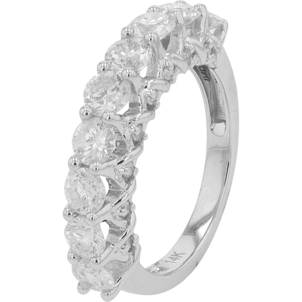 14K White Gold 1.50 Carat Round Diamond Eternity Band - Prong Set