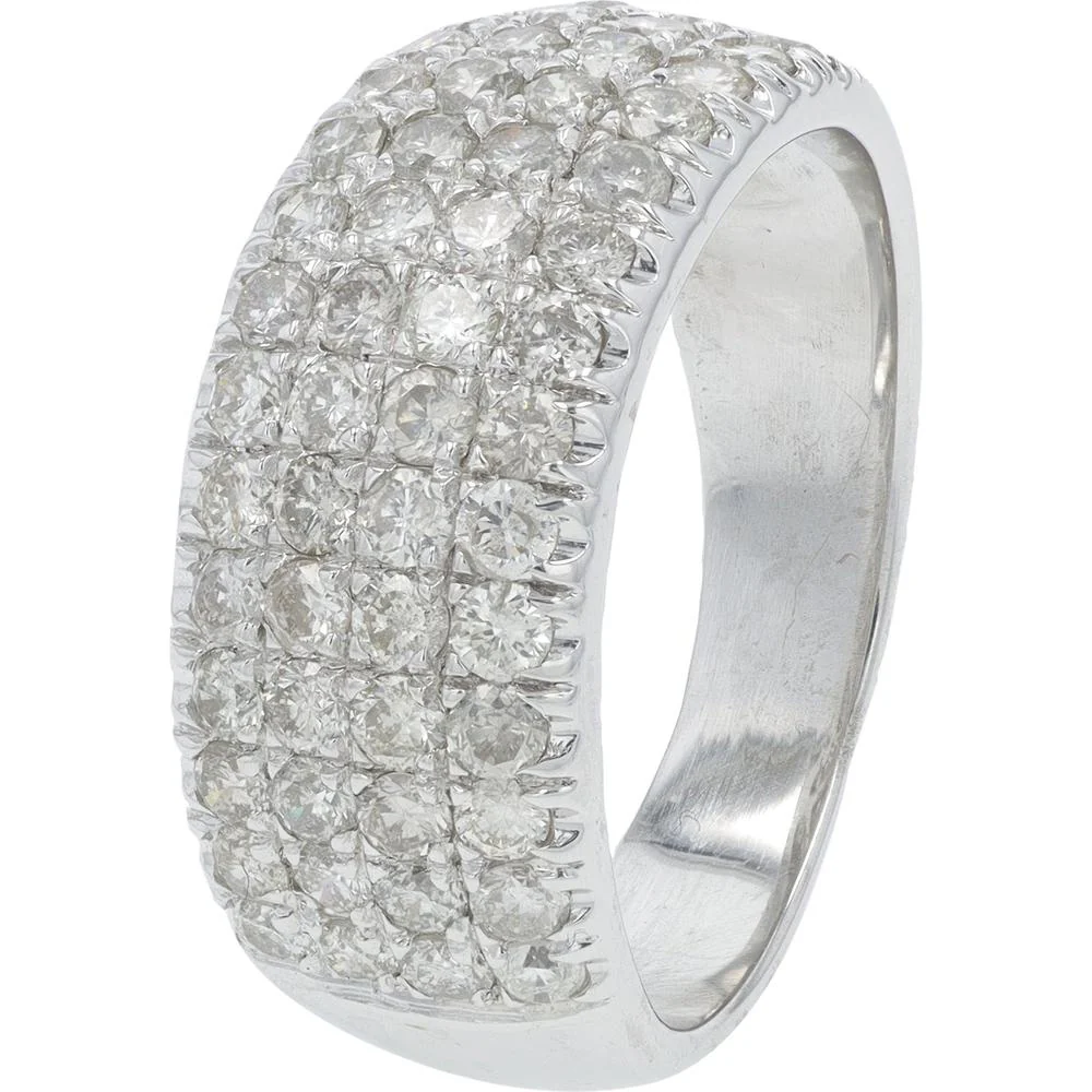 14K White Gold 1.50 Carat Total Weight Diamond Pavé Band Ring