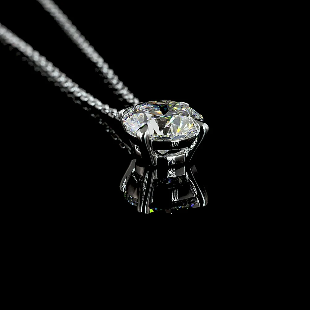 14K White Gold 1.53 Carat Round Solitaire Pendant with Brilliant Cut Lab Diamond - E-F Color VVS2 Clarity - Covaloro Fine Jewelry - Image 3