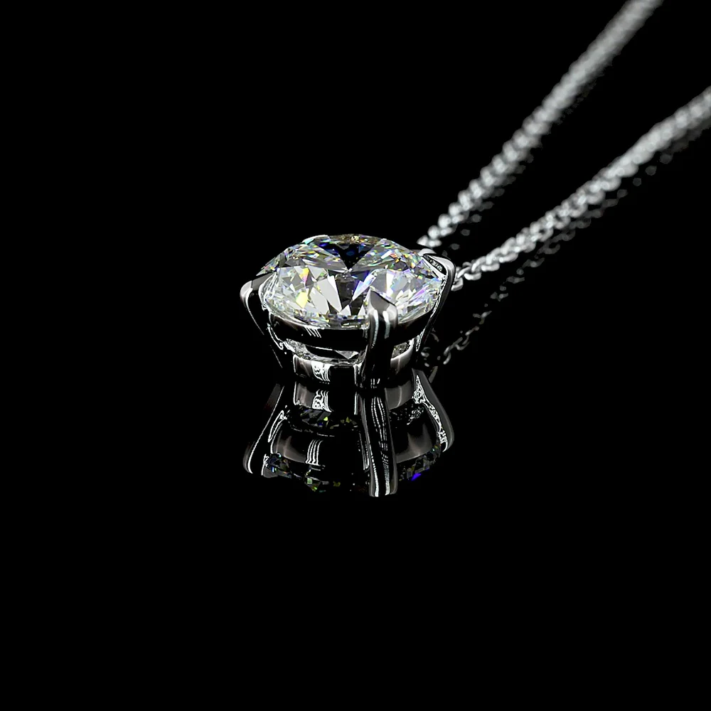 14K White Gold 1.53 Carat Round Solitaire Pendant with Brilliant Cut Lab Diamond - E-F Color VVS2 Clarity - Covaloro Fine Jewelry - Image 4