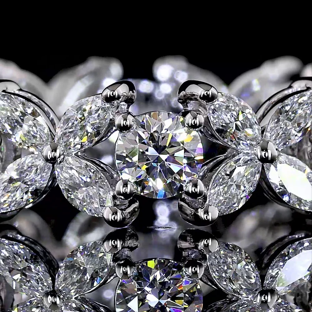 14K White Gold 1.55 Carat Eternity Band with Alternating Round Brilliant and Marquise Lab Diamonds - E-F Color, VS Clarity - Covaloro Fine Jewelry - Image 2