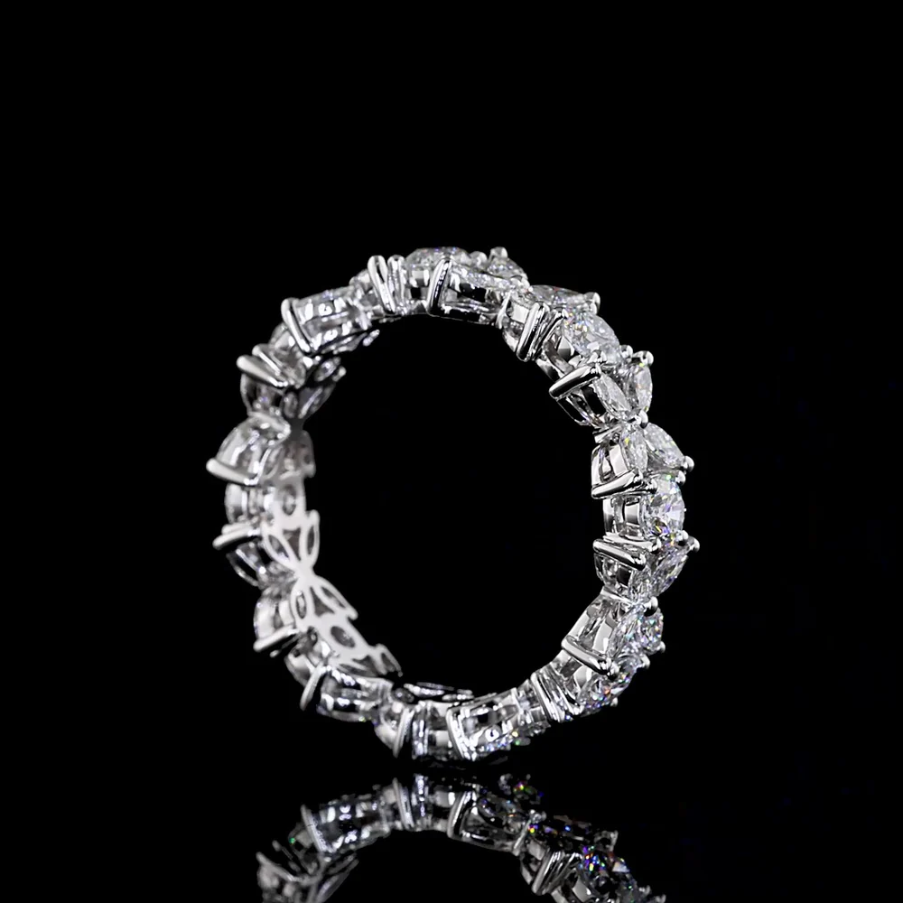 14K White Gold 1.55 Carat Eternity Band with Alternating Round Brilliant and Marquise Lab Diamonds - E-F Color, VS Clarity - Covaloro Fine Jewelry - Image 3