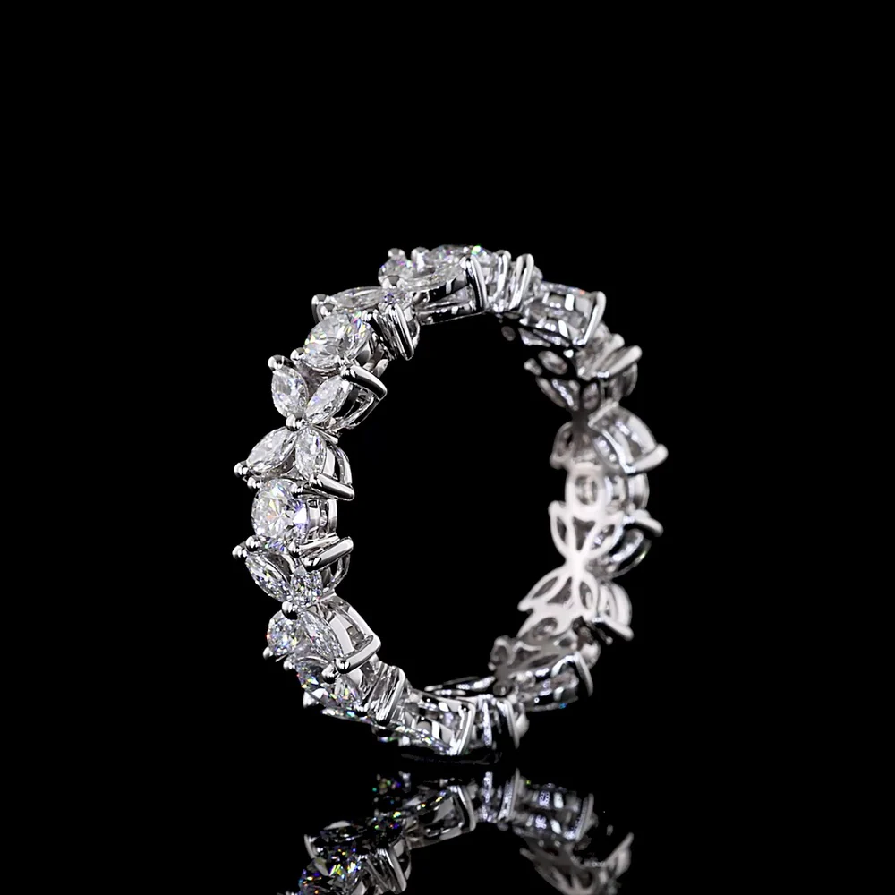 14K White Gold 1.55 Carat Eternity Band with Alternating Round Brilliant and Marquise Lab Diamonds - E-F Color, VS Clarity - Covaloro Fine Jewelry - Image 4