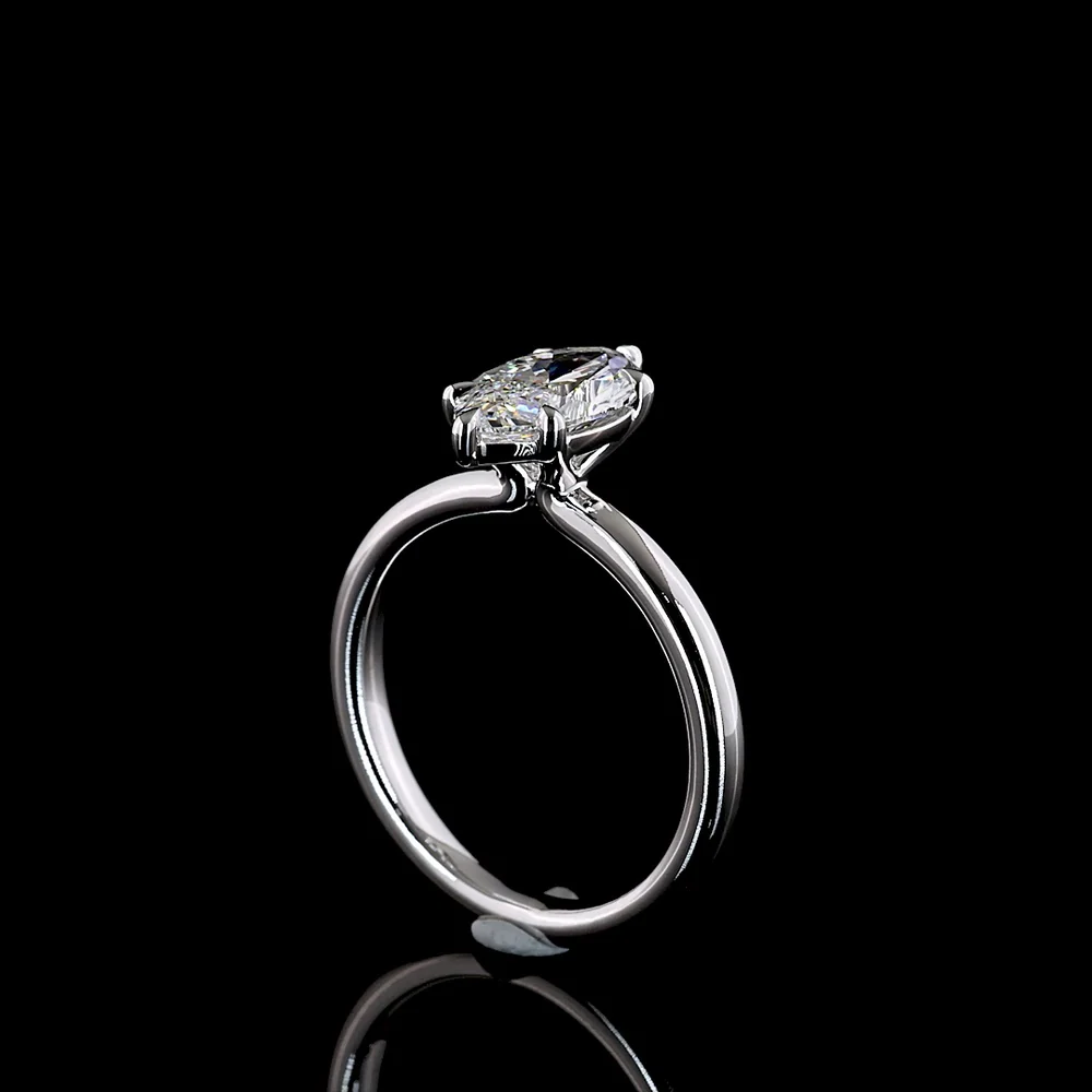 14K White Gold 1.56 Carat Marquise Cut Solitaire Ring with D VVS2 Lab Diamond in North-South Prong Setting - IGI Certified - Covaloro Fine Jewelry - Image 3