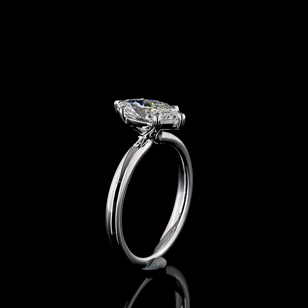 14K White Gold 1.56 Carat Marquise Cut Solitaire Ring with D VVS2 Lab Diamond in North-South Prong Setting - IGI Certified - Covaloro Fine Jewelry - Image 4