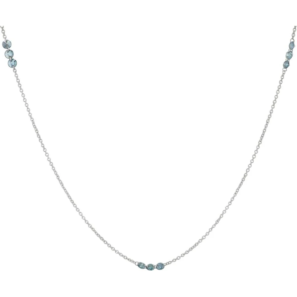 14K White Gold 1 Carat Blue Diamond Station Necklace - 20" Chain