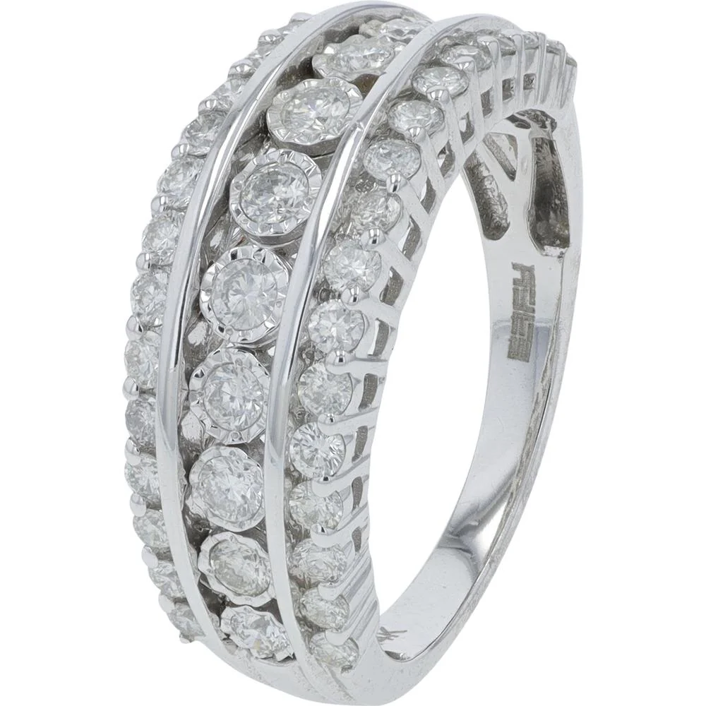 14K White Gold 1 Carat Diamond Eternity Band with Prong Set Round Diamonds