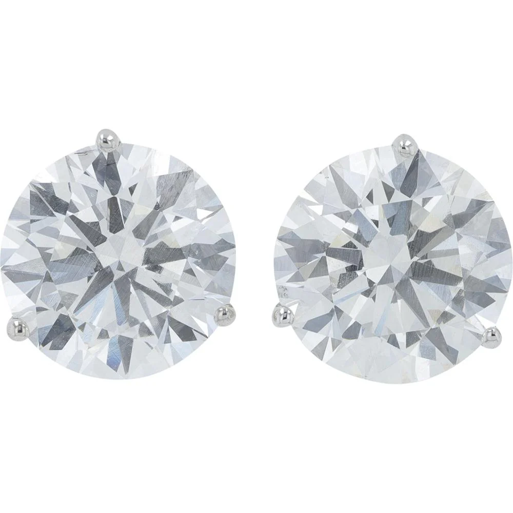 14K White Gold 10 Carat Lab Grown Diamond Stud Earrings - 5.00 Carat Each Diamond Weight