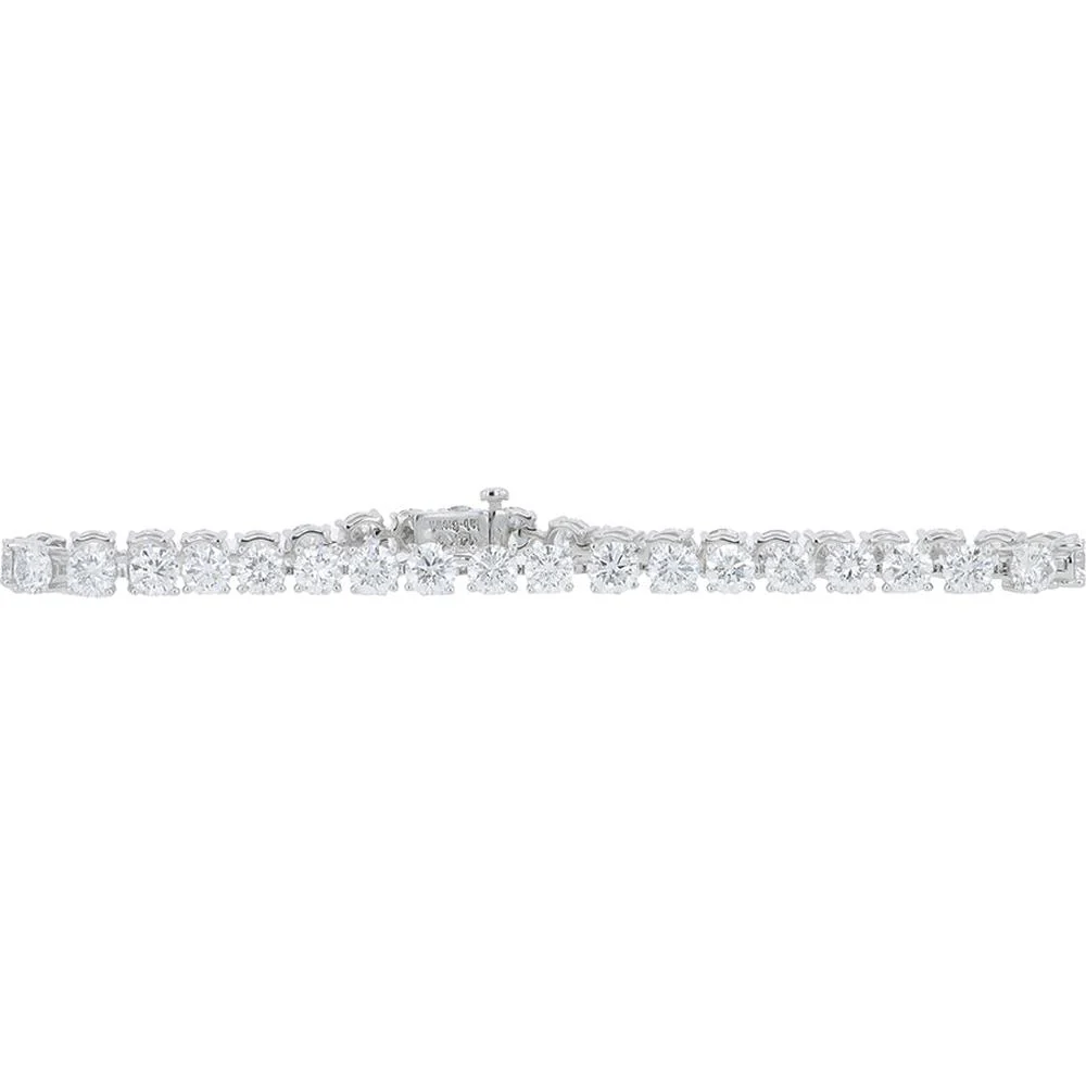 14K White Gold 10 Carat Lab Grown Diamond Tennis Bracelet - Round Prong Set