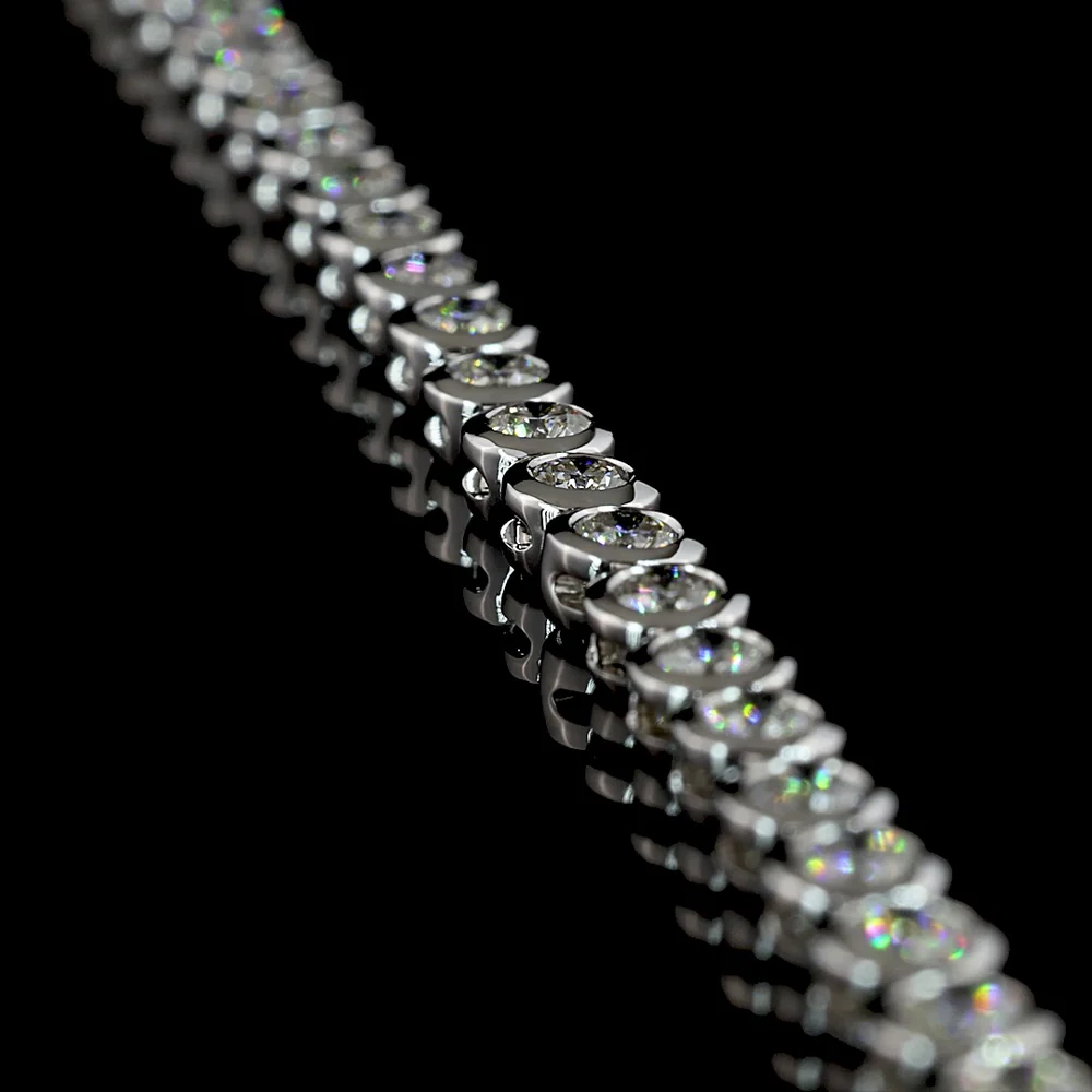 14K White Gold 115-Stone Tennis Necklace with Bezel-Set Round Lab Diamonds - 6.78 Carats Total Diamond Weight - Covaloro Fine Jewelry - Image 3
