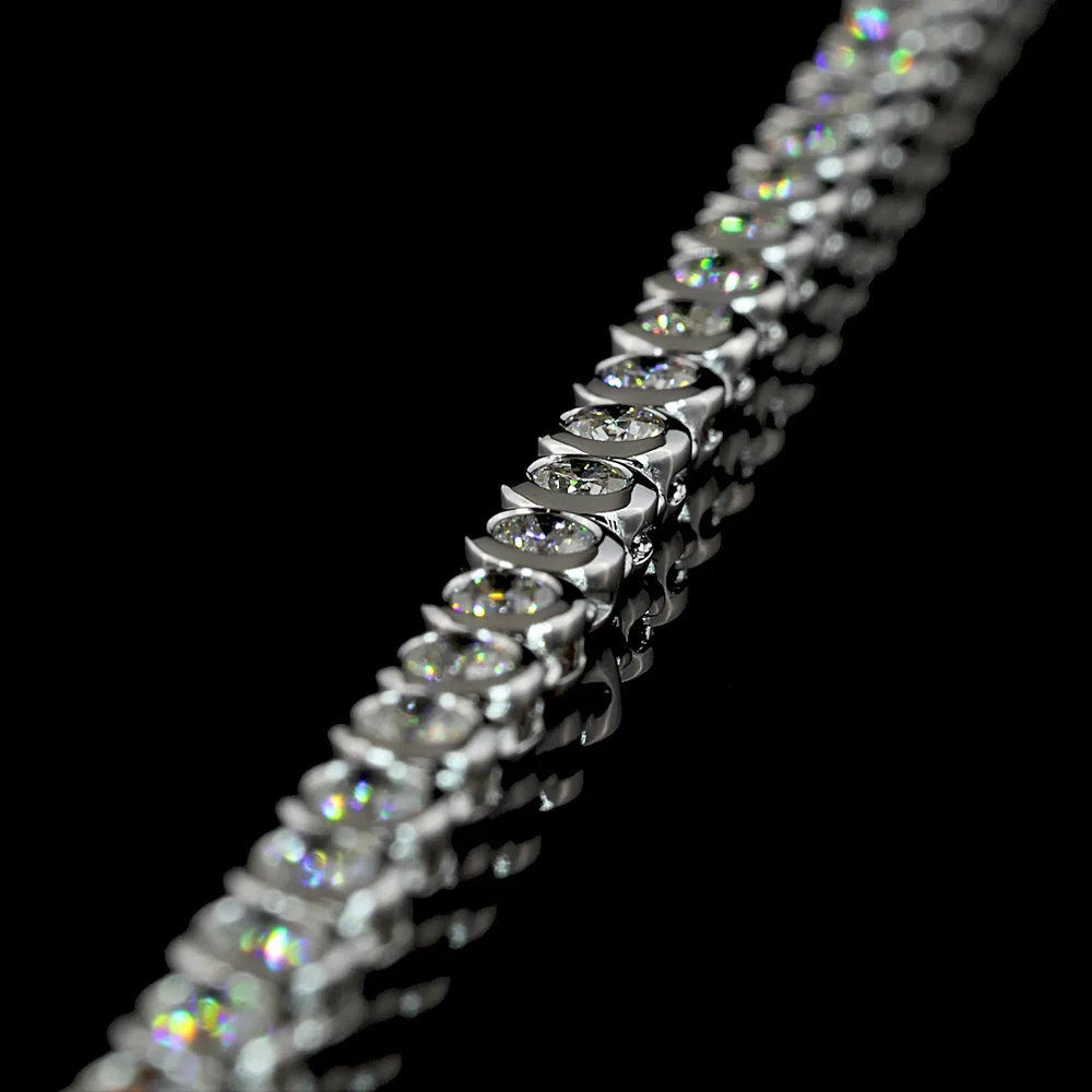 14K White Gold 115-Stone Tennis Necklace with Bezel-Set Round Lab Diamonds - 6.78 Carats Total Diamond Weight - Covaloro Fine Jewelry - Image 4