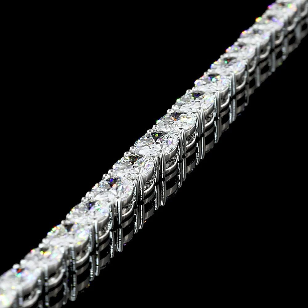 14K White Gold 12.56 Carat Riviera Necklace with East-West Set Oval Lab Diamonds in E-F Color and VS1 Clarity - Covaloro Fine Jewelry - Image 2