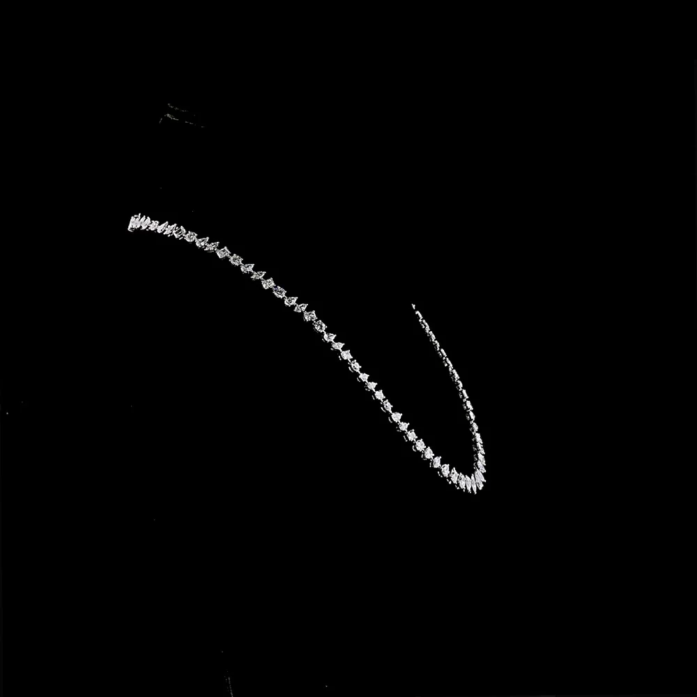 14K White Gold 13.89 Carats Mixed Shape Station Necklace with Pear, Oval, and Radiant Lab Diamonds - E-F Color VS1 Clarity - Covaloro Fine Jewelry - Image 2