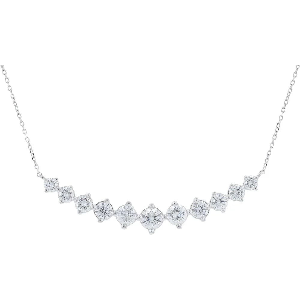 14K White Gold 14 Station Necklace with Prong Set Lab Grown Diamonds - 2.00 Carat Total Diamond Weight