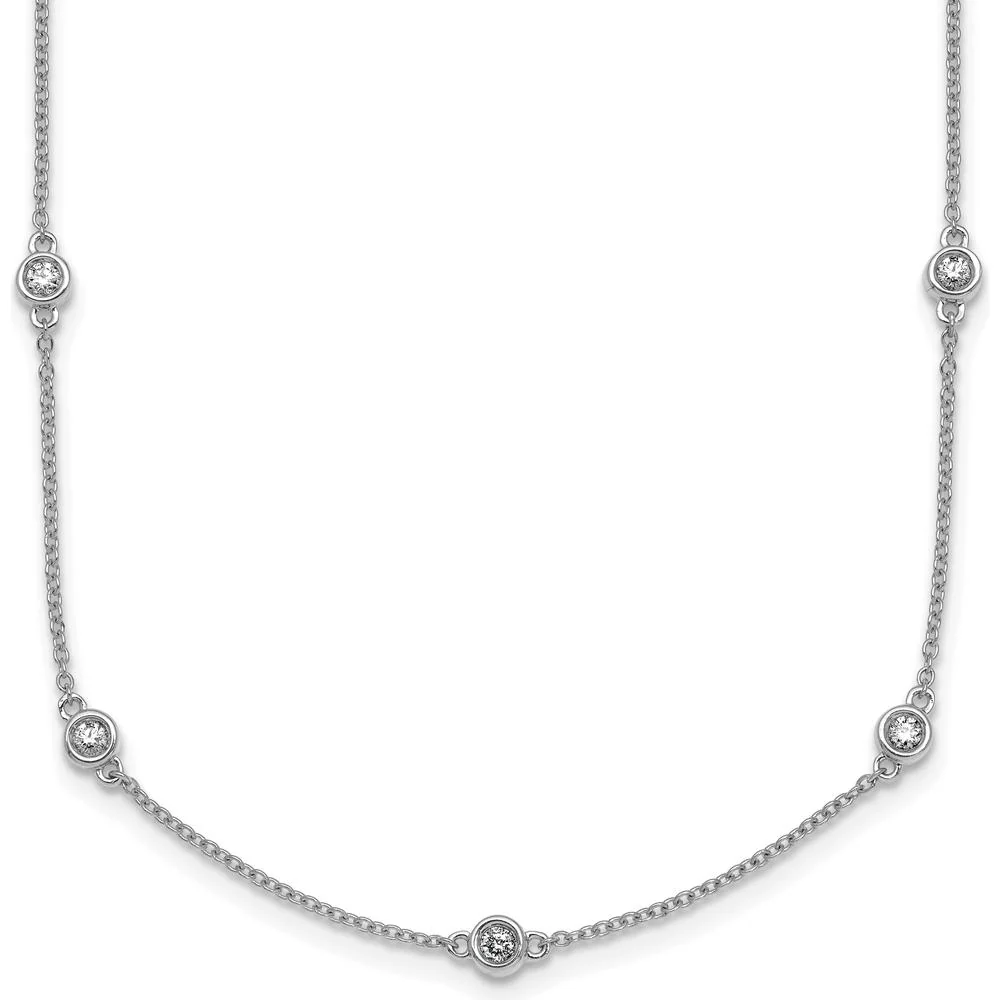 14K White Gold 15-Station Bezel-set Diamond Necklace - 1/2 Carat Total Diamond Weight by Oro Pregiato