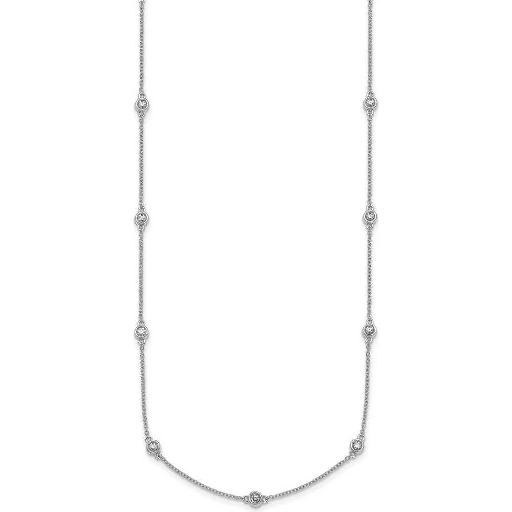 14K White Gold 15-Station Bezel-set Diamond Necklace - 1/2 Carat Total Diamond Weight by Oro Pregiato - Image 2