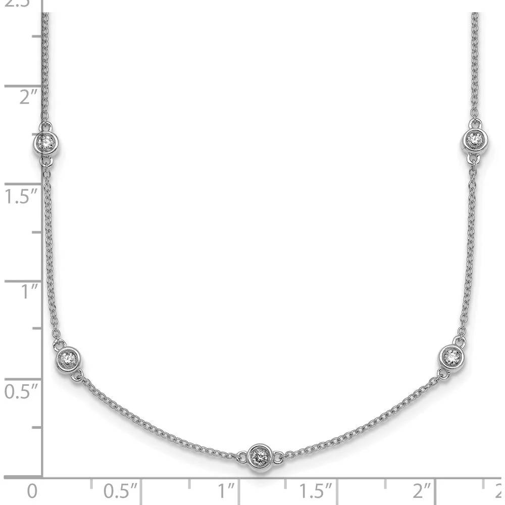 14K White Gold 15-Station Bezel-set Diamond Necklace - 1/2 Carat Total Diamond Weight by Oro Pregiato - Image 5