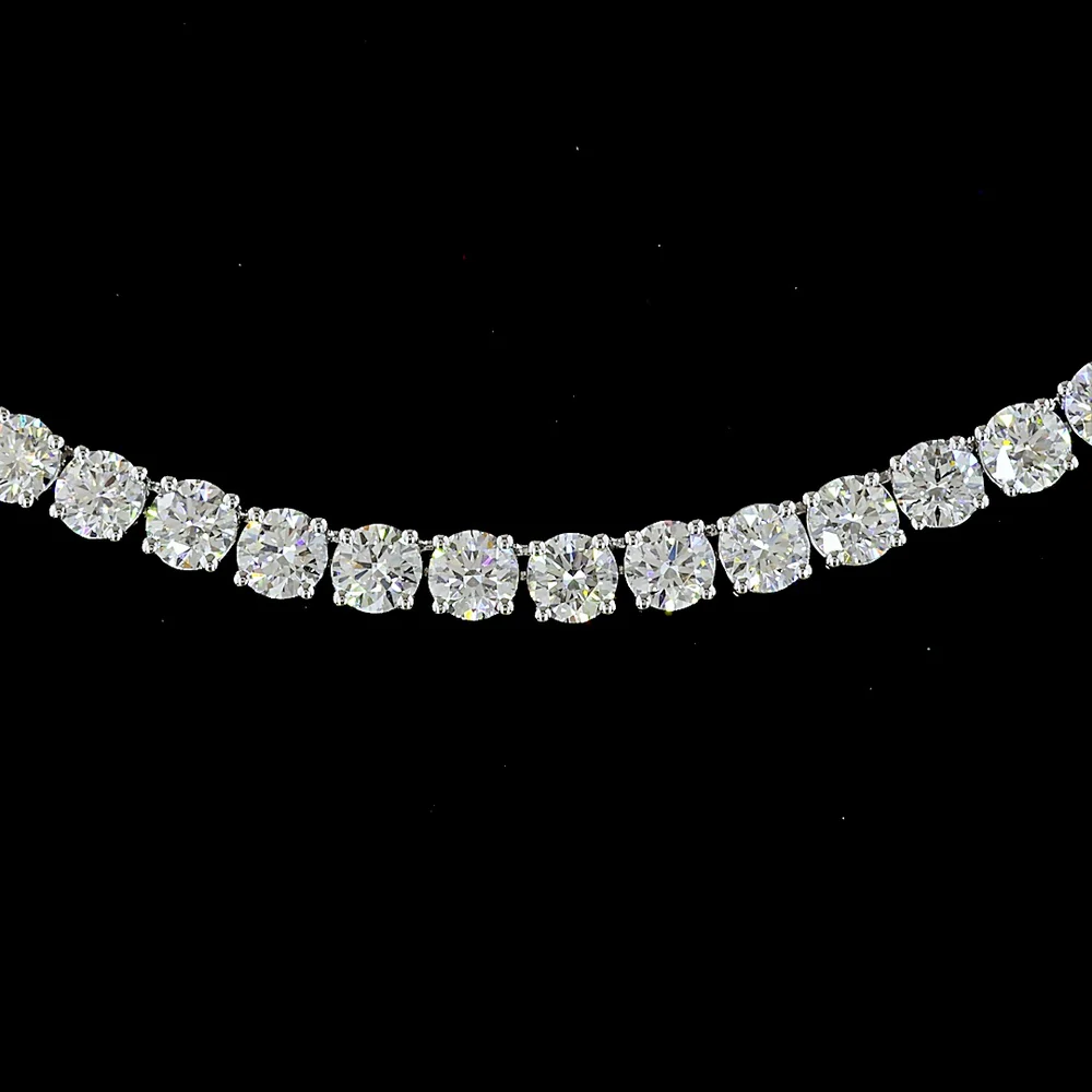 14K White Gold 16.04 Carats Tennis Necklace with Prong Set Round Brilliant Cut Lab Diamonds - 123 Stones, E-F Color, VS2 Clarity - Covaloro Fine Jewelry - Image 2