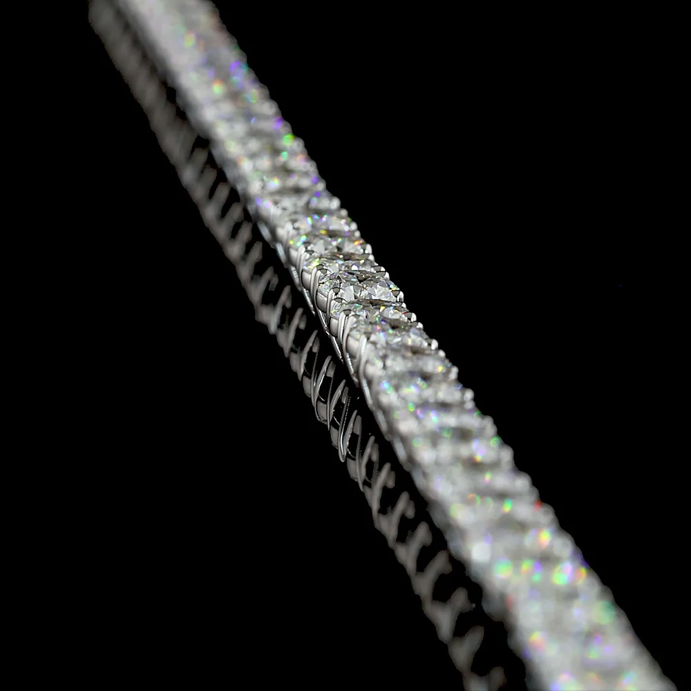 14K White Gold 16.04 Carats Tennis Necklace with Prong Set Round Brilliant Cut Lab Diamonds - 123 Stones, E-F Color, VS2 Clarity - Covaloro Fine Jewelry - Image 3