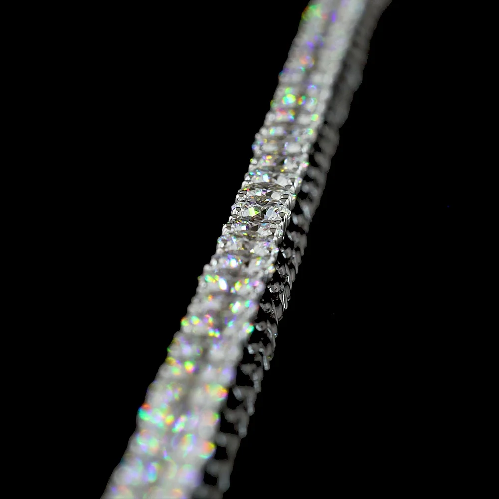 14K White Gold 16.04 Carats Tennis Necklace with Prong Set Round Brilliant Cut Lab Diamonds - 123 Stones, E-F Color, VS2 Clarity - Covaloro Fine Jewelry - Image 4