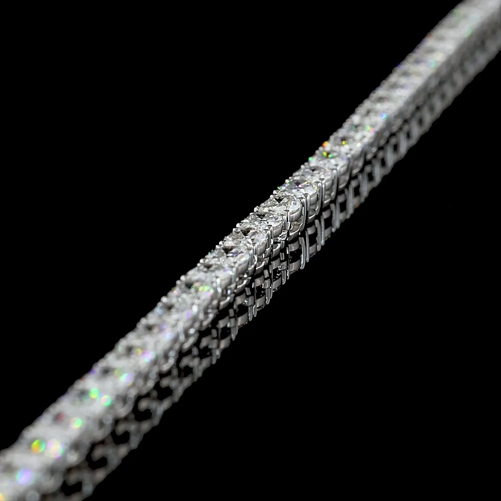 14K White Gold 16.77 Carat Lariat Necklace with Oval Cut Lab Diamonds in Prong Setting - E-F Color, VS Clarity - Covaloro Fine Jewelry - Image 3