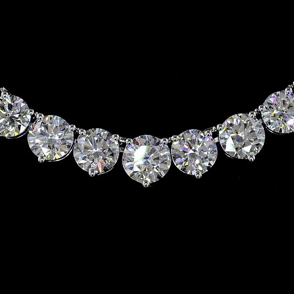 14K White Gold 16.99 Carat Graduated Riviera Necklace with 115 Round Brilliant Cut Lab Diamonds - E-F Color VS1 Clarity - Covaloro Fine Jewelry - Image 2