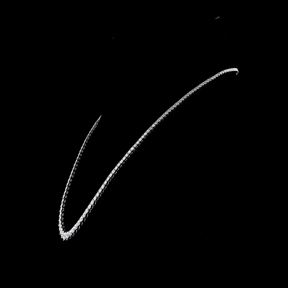 14K White Gold 16" Graduated Riviera Necklace with 183 Lab-Grown Round Diamonds - 12.16 Carats Total Diamond Weight - Covaloro Fine Jewelry - Image 3
