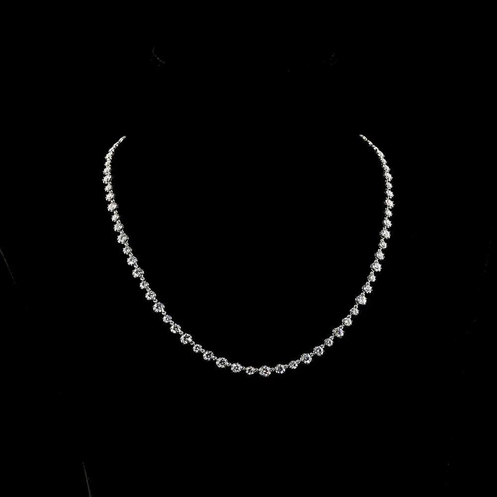 14K White Gold 16" Station Necklace with 10.79 Carats Lab-Grown Round Brilliant Diamonds in Prong and Bezel Settings - E-F VS1 Clarity - Covaloro Fine Jewelry