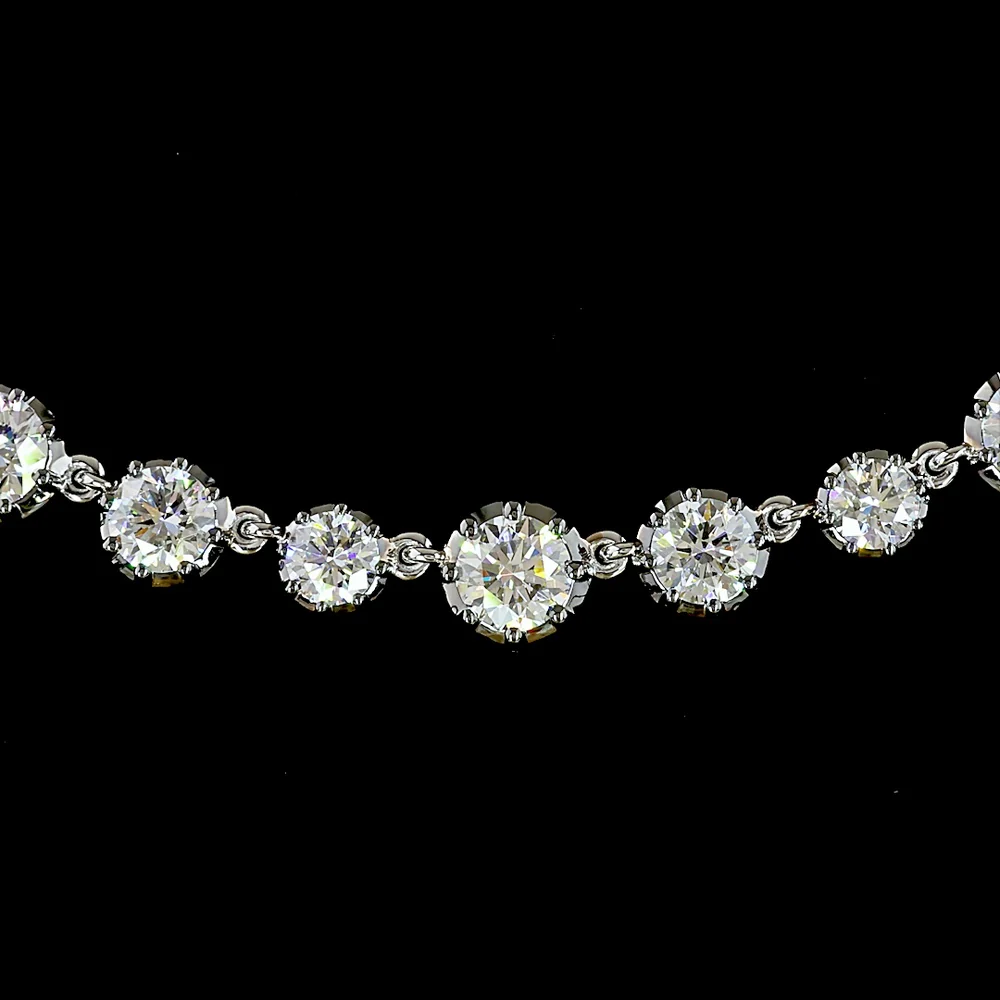 14K White Gold 16" Station Necklace with 10.79 Carats Lab-Grown Round Brilliant Diamonds in Prong and Bezel Settings - E-F VS1 Clarity - Covaloro Fine Jewelry - Image 2